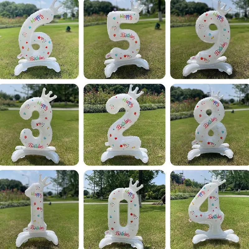 32inches Birthday Anniversary Balloons 123 Year Crown Number Balloon Baby Shower Birthday Party Decoration For Kids Adult Globos