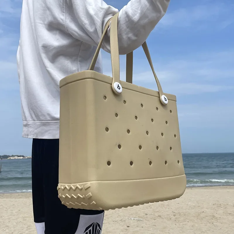 Bolso Bogg de moda para mujer, bolso grande de hombro impermeable de EVA de verano, bolso de compras de playa de gran capacidad, bolso Bogg para