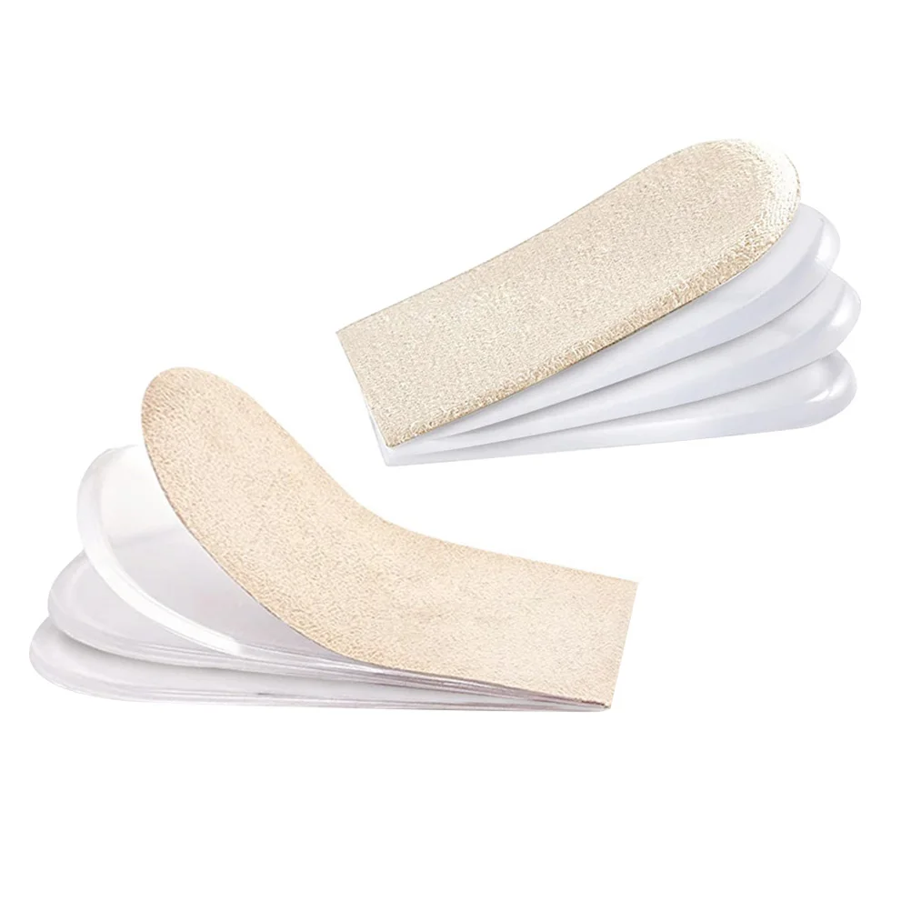 

1 Pair Invisible Heightening Insoles Suede Non-Slip Comfortable Foot Care Inserts Gel Pads Unisex Fit All Shoes Beige Height