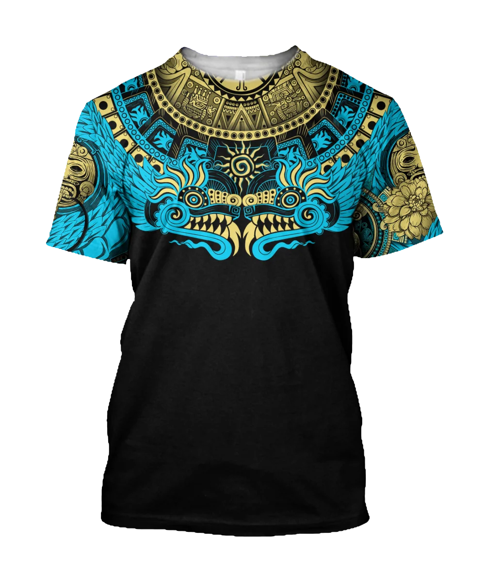 Summer Trend Harajuku Mexican Aztec Quetzon Men\'s Casual T-shirt Street Fashion Classic Retro O-neck Loose Senior 3D Printed Top