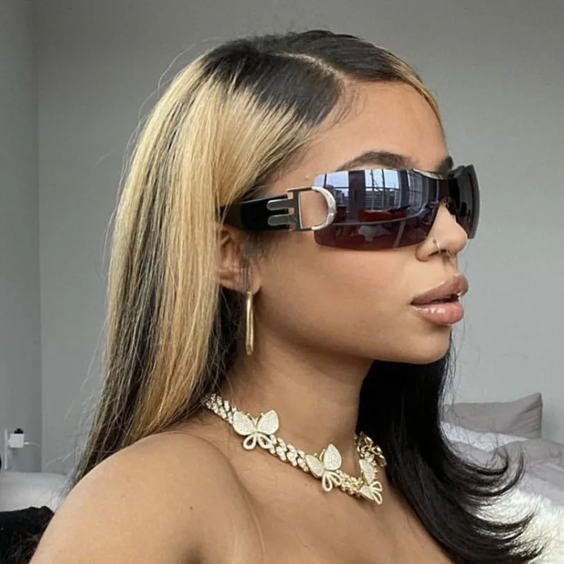 Trendy Y2k Sunglasses Women Men Oversize Designer Brand Cycling Goggle Sun Glasses 2000\'S One Piece Glasses Shades gafas Eyewear