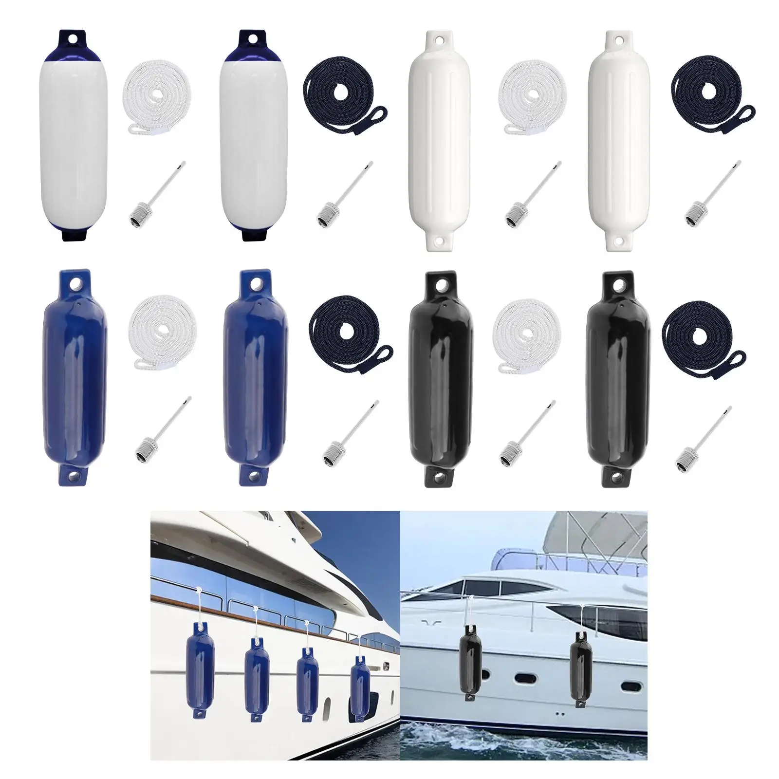 Boat Fender with Inflatable Pin and Rope Protector Dock Float Anchor Buoy Float for Yacht Sailboats Dock Pontoon Boat Fishing