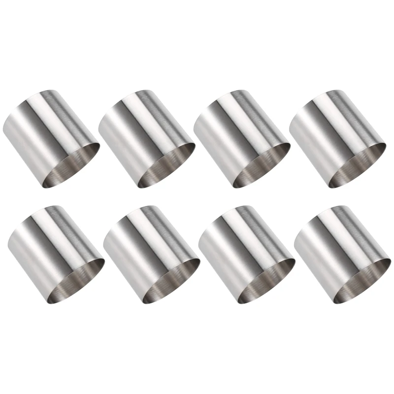 8 Pieces Stainless Steel Mousse Rings Round Biscuit Cutter Cake Mold Kitchen Baking Pastry Tool For Tart,Fondant,Etc