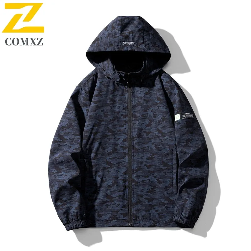 

COMXZ Jacket Men Coat Spring Autumn New Casual Hooded Camouflage Jacket Mid Age Men Outdoor Coat lightweight windbreaker 2025
