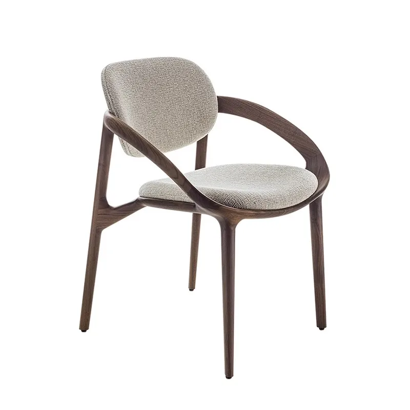 

м минималистичный тканевый обеденный стул, скандинавский стул со спинкой из массива дерева m