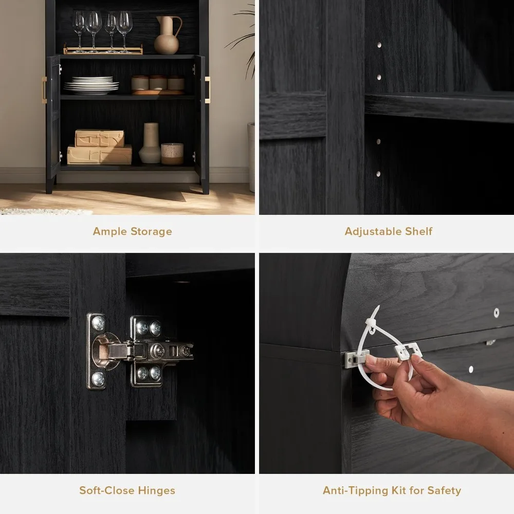 خزانة كتب خشبية مقوسة من 5 طبقات مع أبواب وأرفف، ورف كتب صغير للتخزين على شكل قوس، وخزانة قصيرة مقوسة