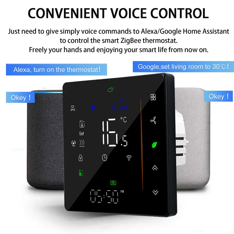 Tuya ZigBee Digital Display Smart Temperature Controller Hvac Thermostat 3 Speed Heating Cooling for Air Conditioning Controller - 3