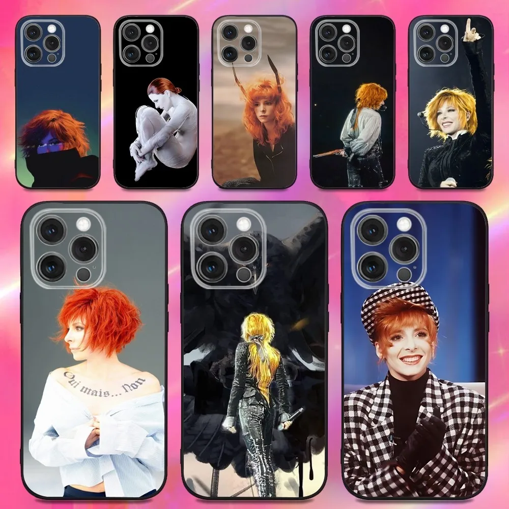 

M-Mylene Farmer Phone Case For iPhone 16,15,14,13,12,11,Pro,Max,Plus,X,XS,XR,SE,8,7,Mini,Soft Silicone Black Case