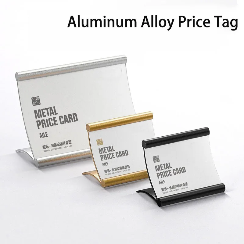 10pcs/lot Aluminum L Shape Price Tag Sign Holder Display Stand Snack Price Card Tag Label Holder Table Number Stand Display