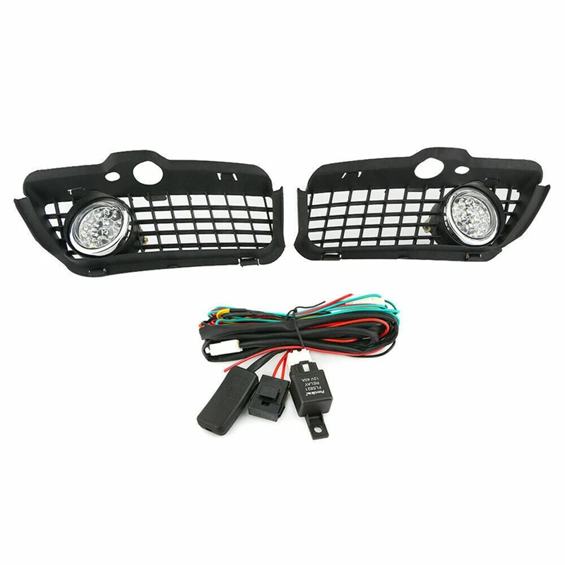 1Pair Car Front Bumper LED Fog Lamp Grille Cover For VW Golf Jetta MK3 Cabrio 1993-1998 White Drl Driving LED Fog Light Parts