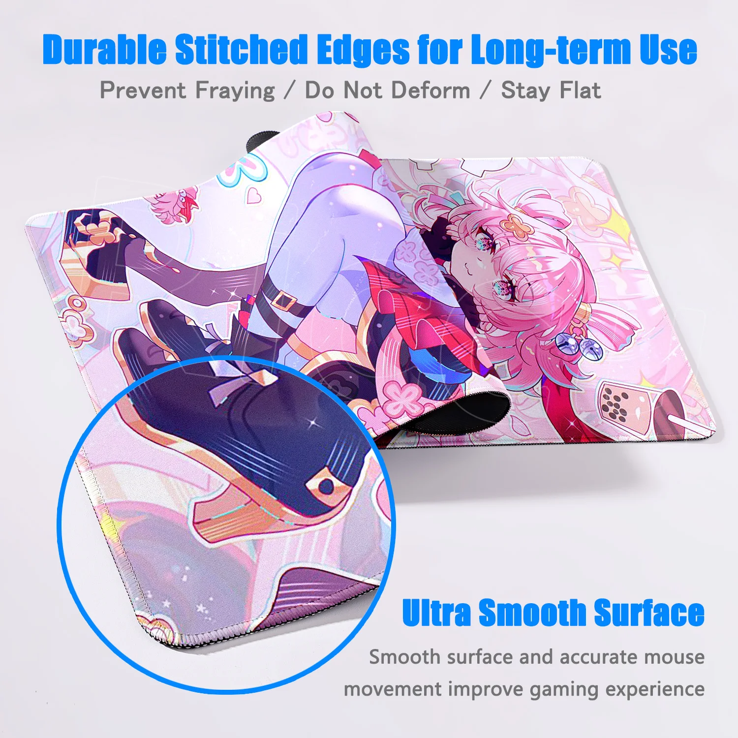 Anime Cute March 7th Mousepad Honkai Star Rail Mouse Pad Locking Edge Mice Mat Office Large Non-Slip Keyboard Mat Sparkle Huohuo