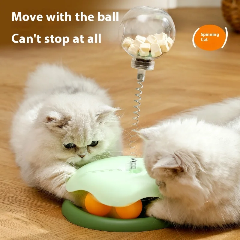 Pop Shake The Cat Turntable Treat Dispenser Cat Teaser Stick Cat Spring Teaser Toy Fashion