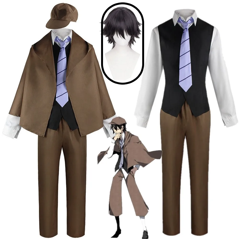 

Edogawa Ranpo cosplay Costume wig Detective Uniform Suit Edogawa Rampo Outfits with Hat for Halloween Comic Con