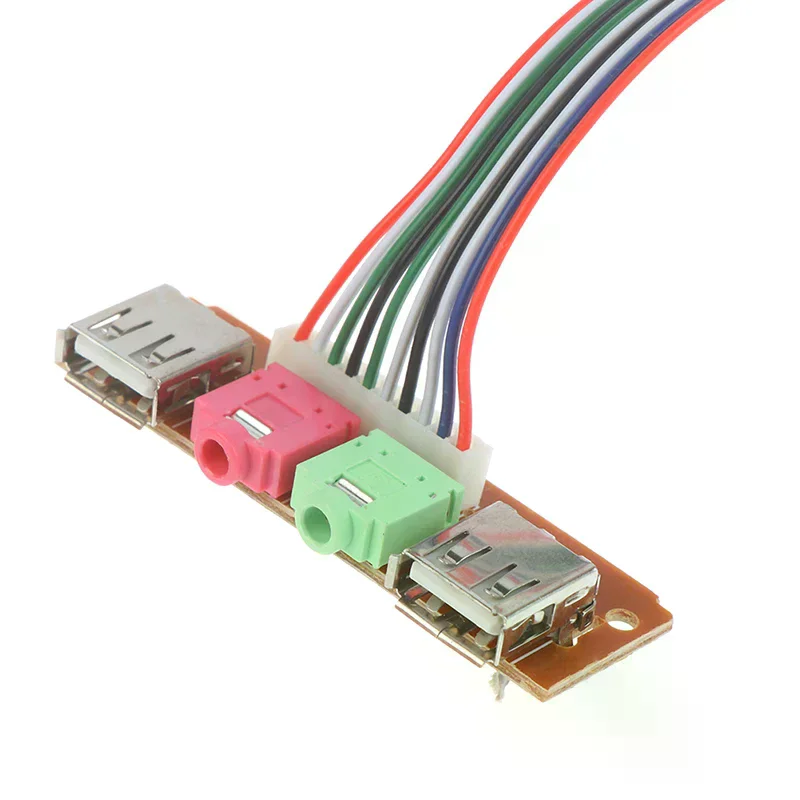 1Pcs 2 USB PC Computer Case 6.8cm Front Panel USB Audio Port Mic Earphone Cables Near PC Audio Input And Output