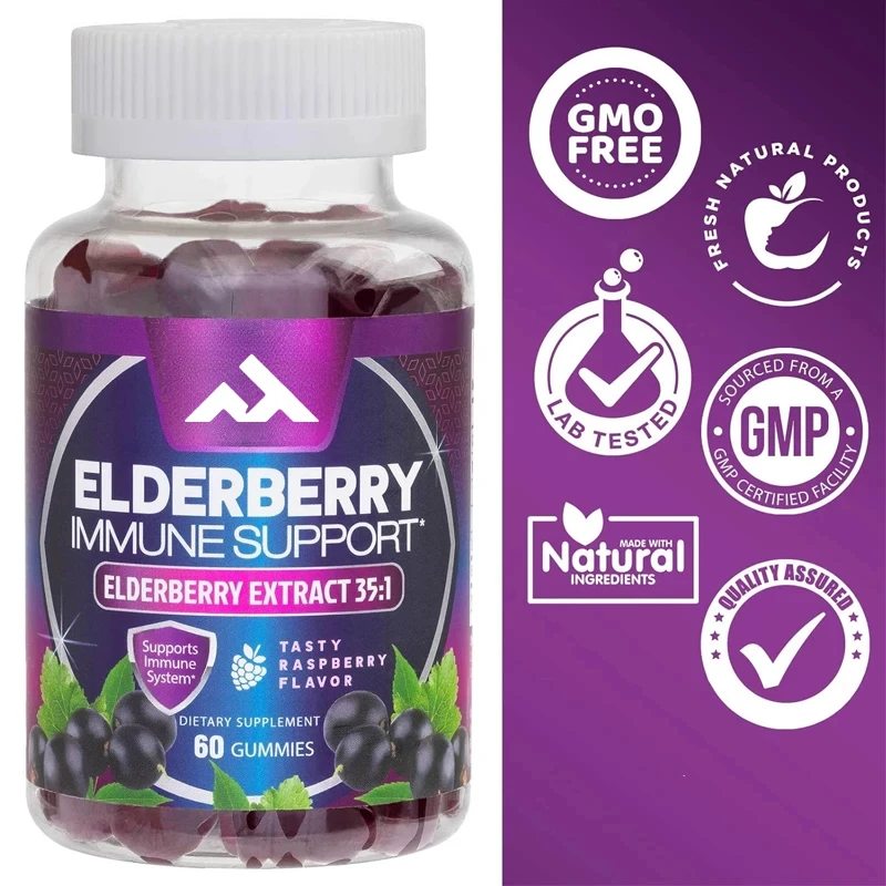 

Sambucus Elderberry Gummies, Children and Adults Immune Support - Black Elderberry Vitamin Supplements -60 Gummies