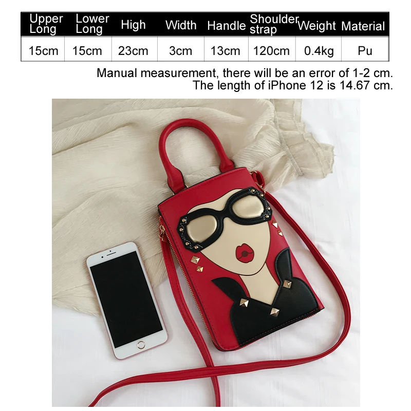 Women's Bag 2022 Trend Cartoon Girl Designer Crossbody Bag for Women Luxury Handbag Female Fashion Satchel Shoulder Bag Purse