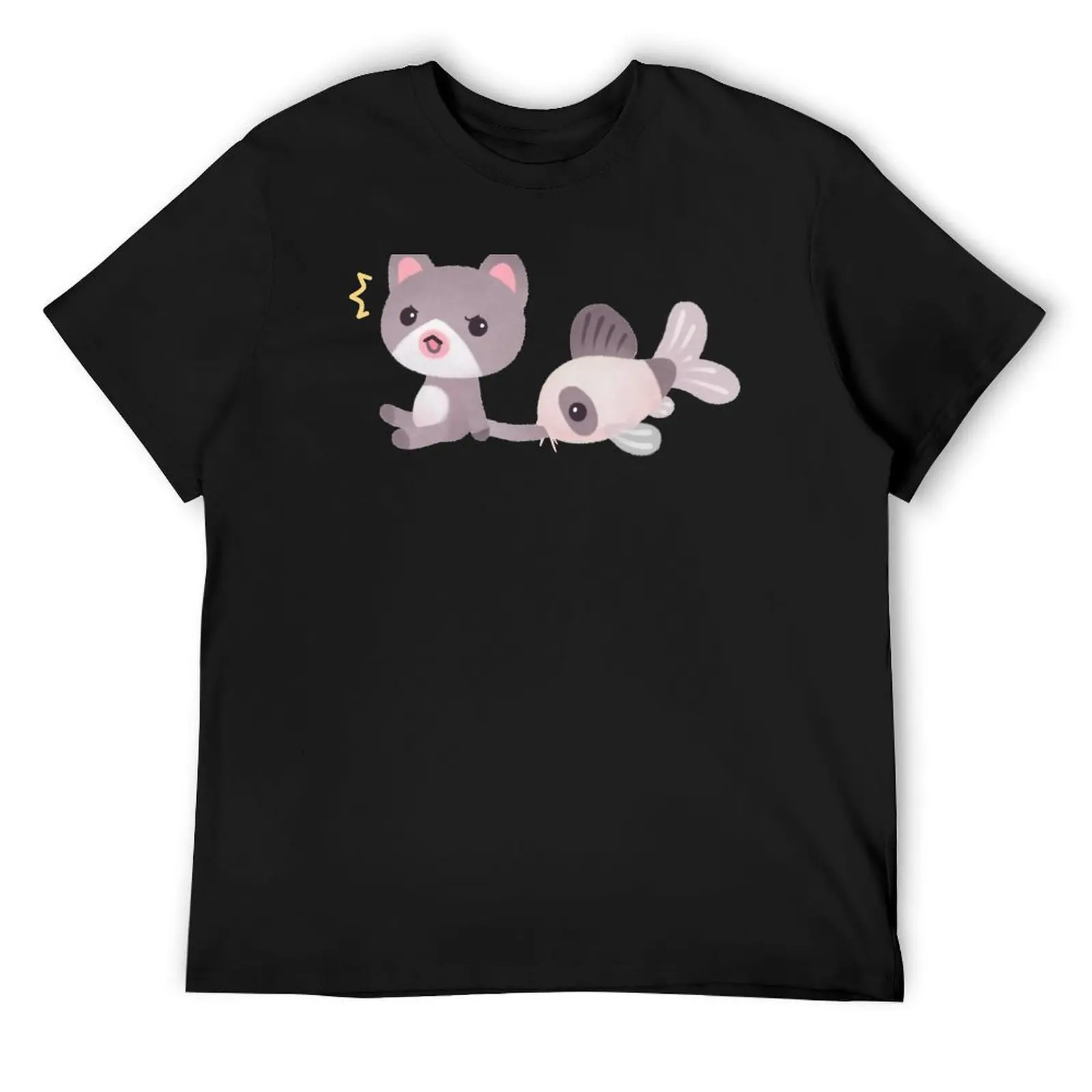 

Cat and catfish T-Shirt vintage clothes clothes shirts graphic summer clothes mens designer