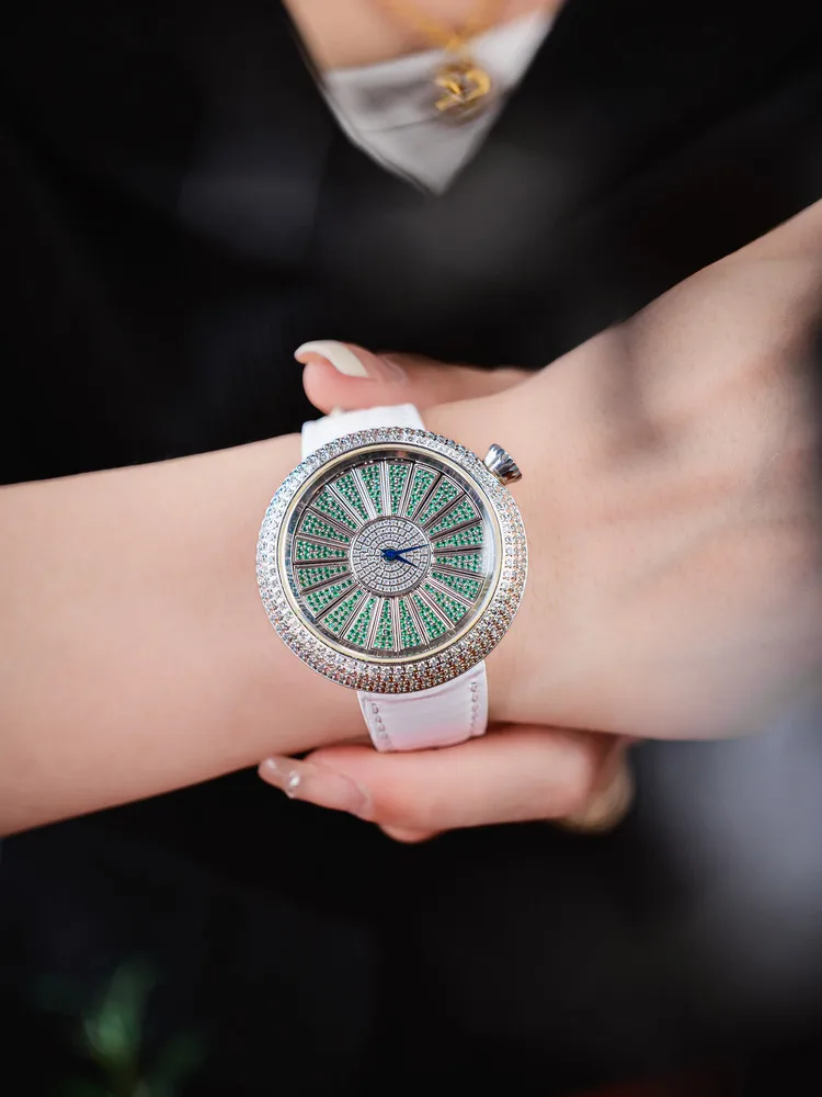 TIELBO/Tianbo Official Genuine, Bright Series 820 Leather Women's Quartz Temperament Fashion Rotating Watch