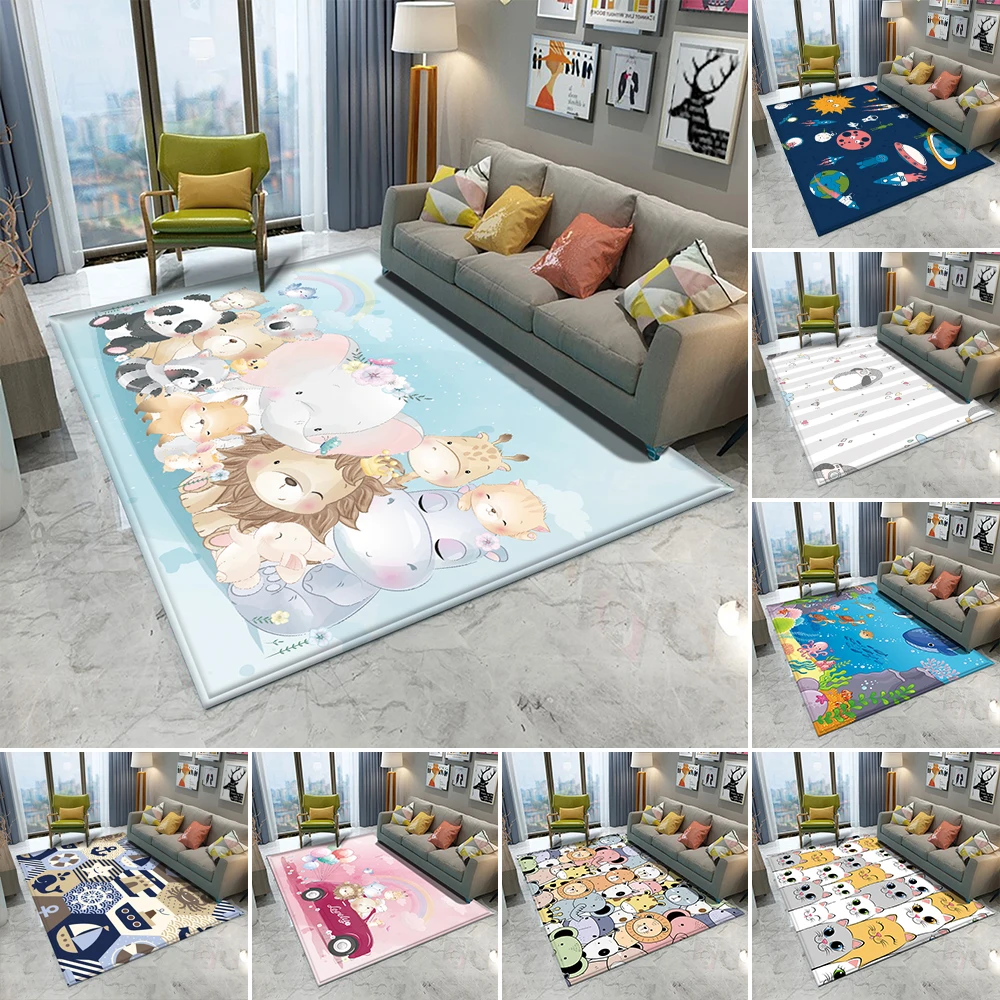 Alfombra High Quality Children Flannel Carpet Rug Animal Game Learn for Baby Child Play Round Carpet Children's Room Tapis Salon