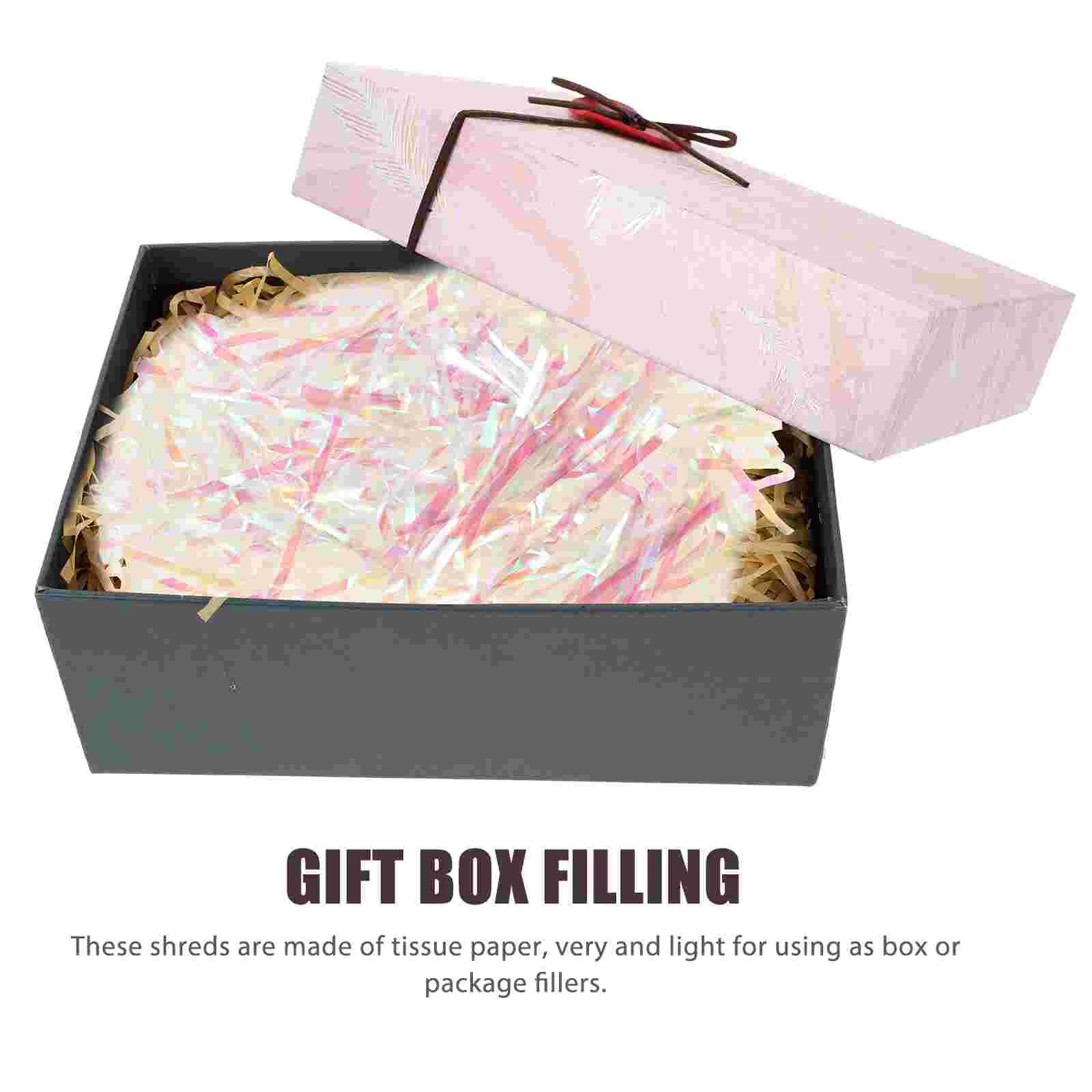 Symphony Silk Transparent PET Silk Gift Box Filled with Shredded Paper Iridescent Hamper Shred Gift Fill Packaging Party Supplie