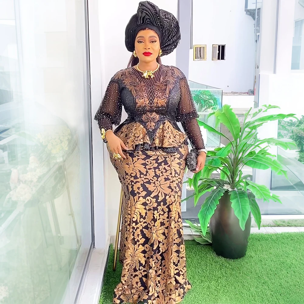 MD حجم كبير فساتين الحفلات الأفريقية للنساء 2025 موضة Dashiki أنقرة الترتر فساتين الزفاف أنيقة فستان ماكسي مسلم وتتسابق #2