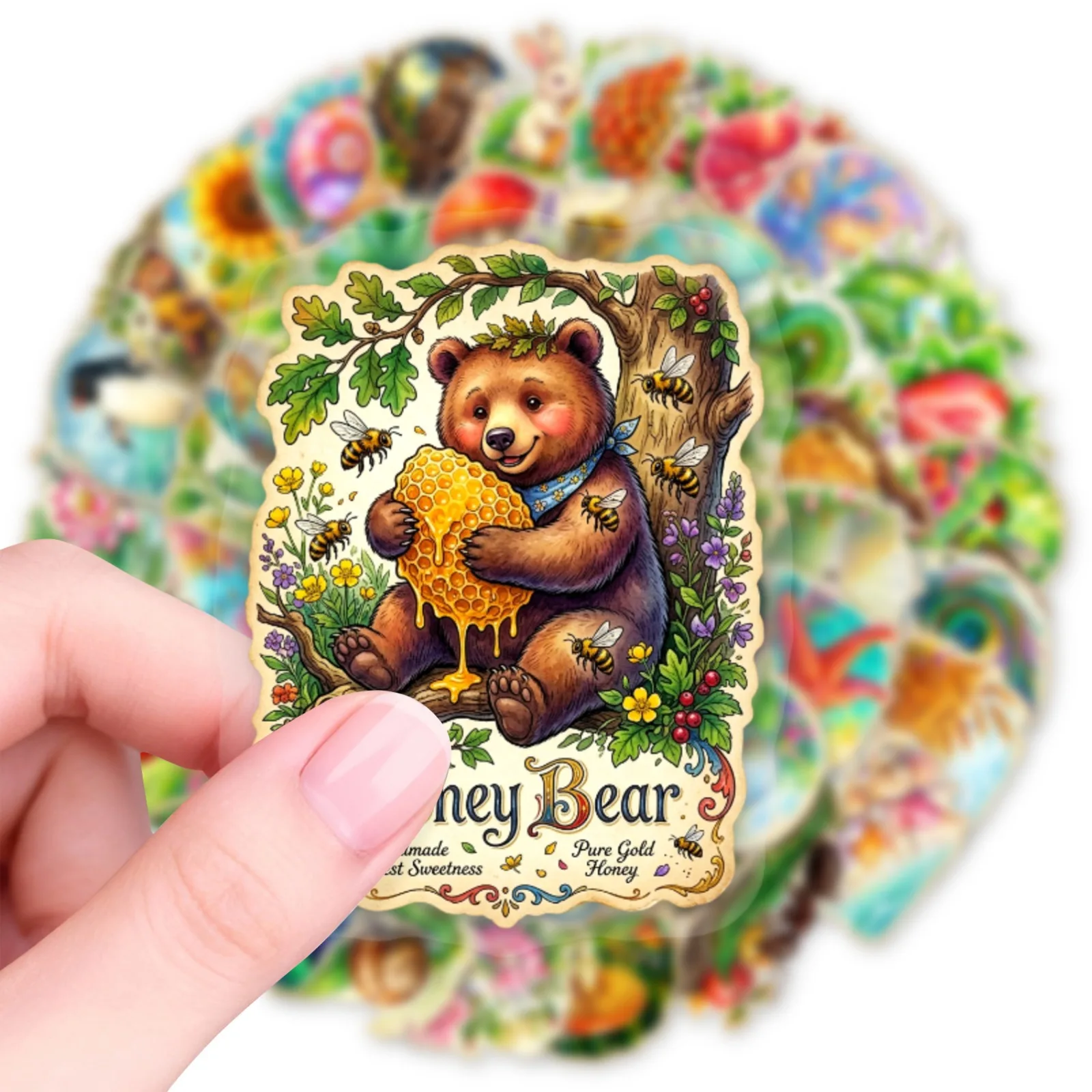 50-Pack Waterproof Nature-Themed Pet Clear Stickers Decorative Decals for Tablets Mobiles Guitars Notebooks