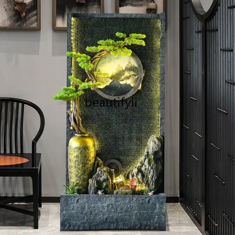 

New Chinese-style flowing water ornament fish tank landscaping, circulating landscape decoration office, housewarming ceremony