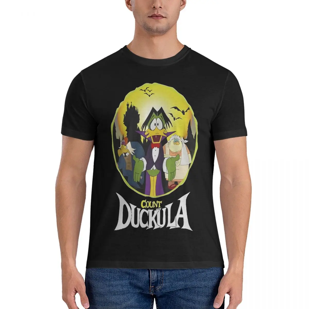 Handsome Men T Shirt Count duckula Amazing Tees Short Sleeve Round Collar T-Shirts 100% Cotton Gift Idea Tops