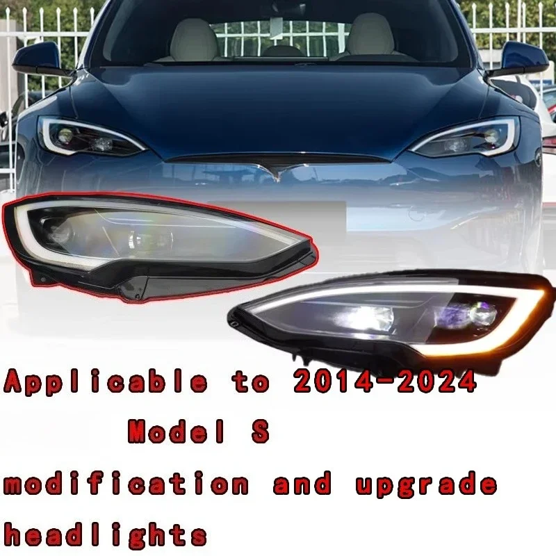 Upgrade Matrix LED Headlights for Model S 2016-2024 White 6000K Bulbs Direct Fit for Front Bumper New Condition