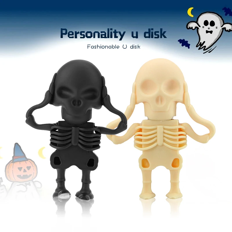 Cartoon Gift USB Flash Drive 128GB 64GB Halloween Skull Man Pen Drive High Speed 2.0 Memory Stick Usb device 8 16 32GB Pendrive