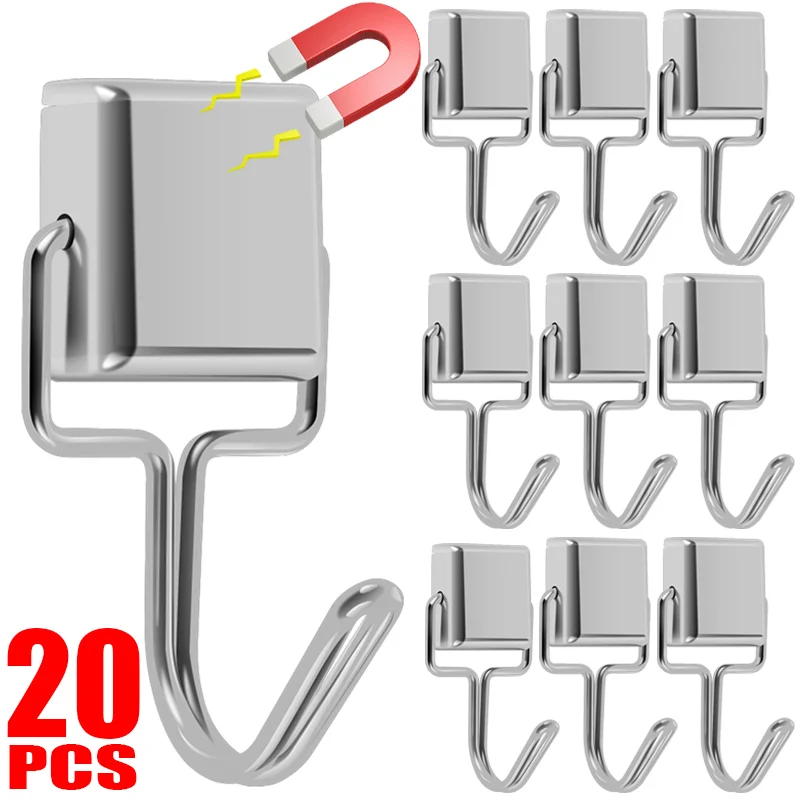 1/20PCS Square Magnetic Hook 180° Strong Magnetic Rotating Hooks Neodymium Wall-mounted Hanger Kitchen Storage Organization