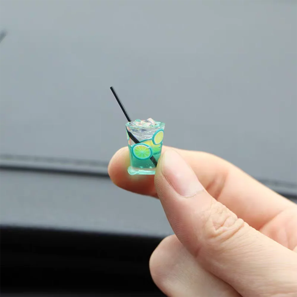 Funny Mini Drink Cup Car Ornaments Cute Simulation Iced Americano Iced Tea Drink Car Center Console Decorations Diy Crafts Gifts