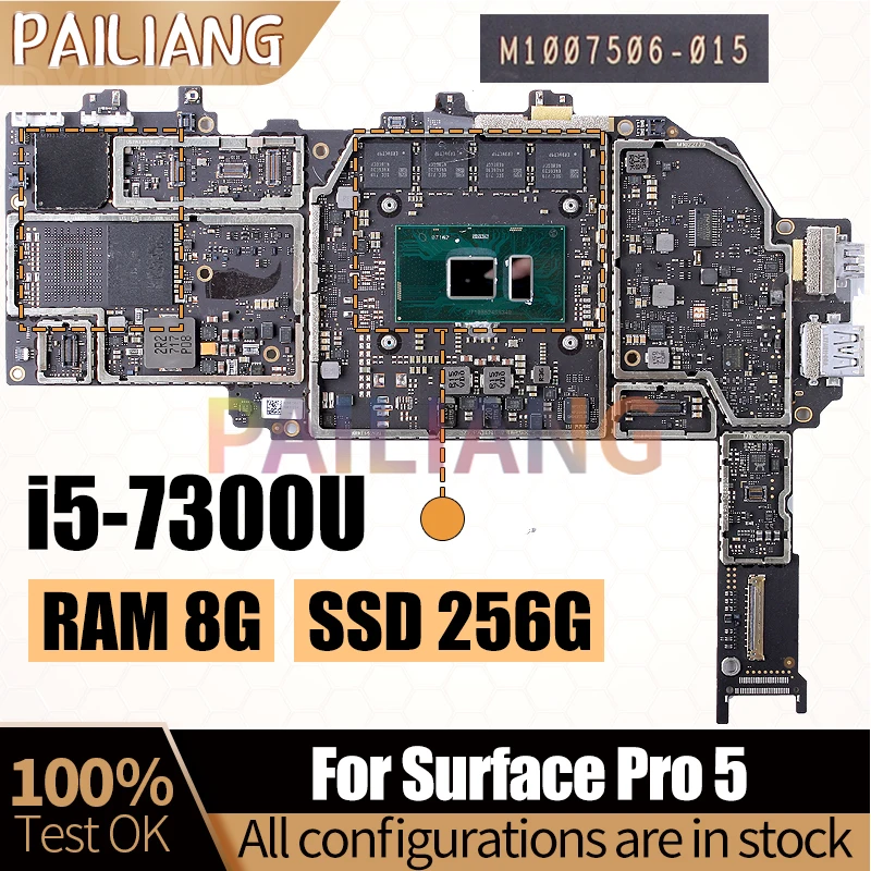 For Surface Pro 5 Notebook Mainboard M1007506-015 i5-7300U RAM 8G SSD 256G Laptop Motherboard Full Tested