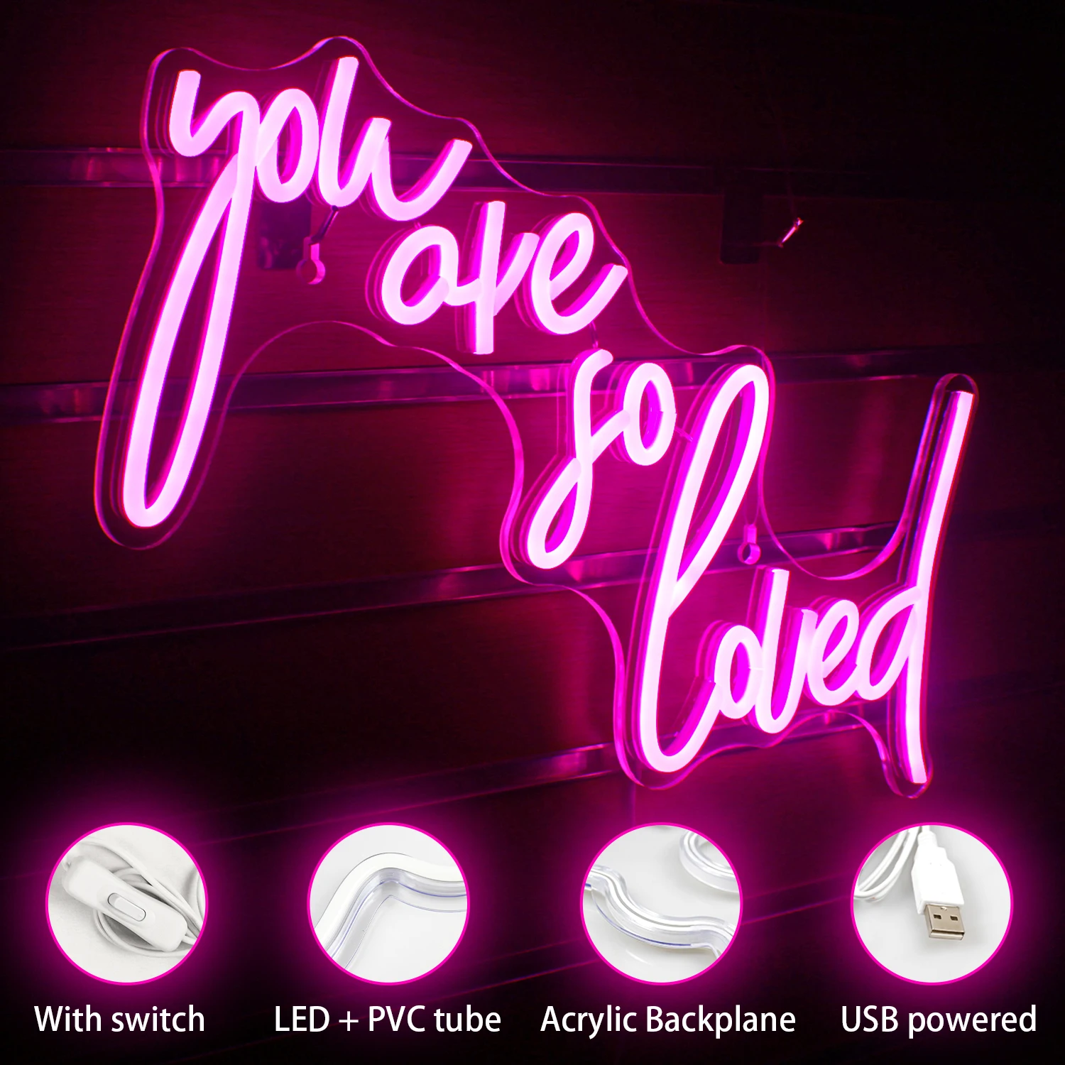 You Are So Loved Neon Led Sign Lights Art Letter Wall Room Decor Home Bedroom Decoration For Party Wedding Festival USB Lamp