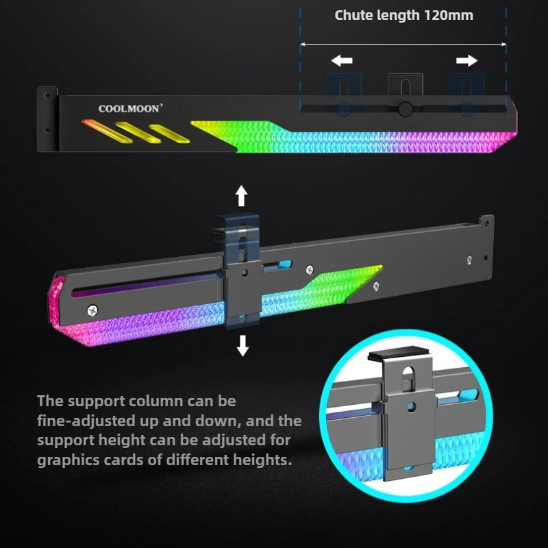 ARGB LED GT8 Graphics Card Holder for Desktop Computer Horizontal Mount Strong Support Bracket Stylish Design Strong Support