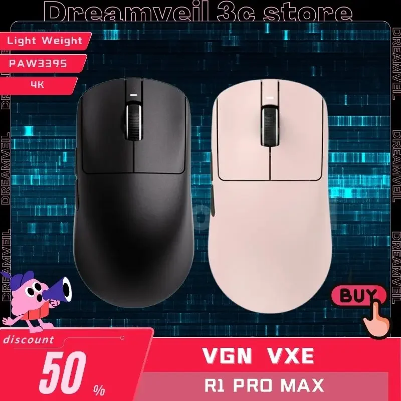 

Беспроводная мышь VGN VXE R1 Pro Max, эргономичная геймерская мышь PAW3395 Dragonfly R1 SE с максимальным весом 2 кГц, с длительным временем работы, Nordic52840, FPS