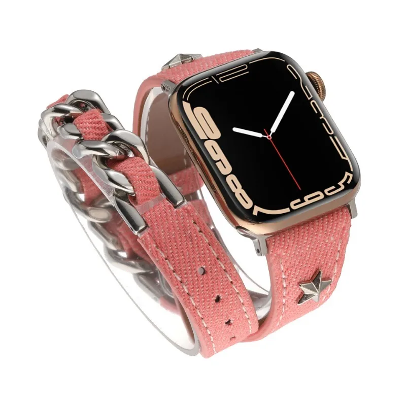 Design Leather Strap for Apple Watch Ultra Band 49mm 40/44mm Luxury Double tour Bracelet iwatch series 8 7 SE 6 5 4 3 45mm 41mm