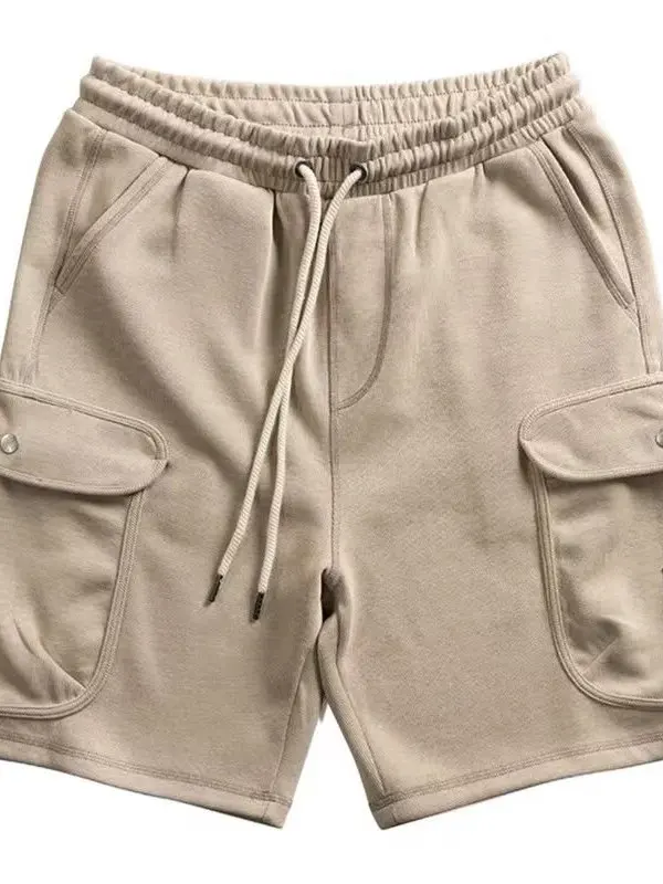 

Летняя мужская трикотажная спортивная одежда, модная уличная одежда с ленивым поясом, повседневная рабочая одежда с несколькими картами, брюки пять четвертей