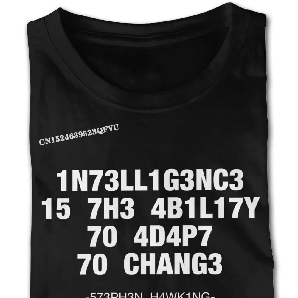 Intelligence Is The Ability To Adapt To Change For Dark Tees Shirt For Men England Style Tshirts Men Tees Letter Print Short