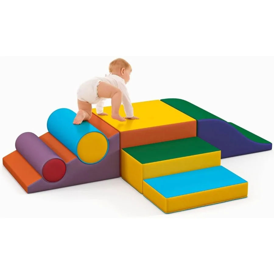 

Betterhood Climbing Blocks - Soft Foam Activity Playset for Toddlers - Home Gymnastics Equipment in Pink and Blue for Crawling