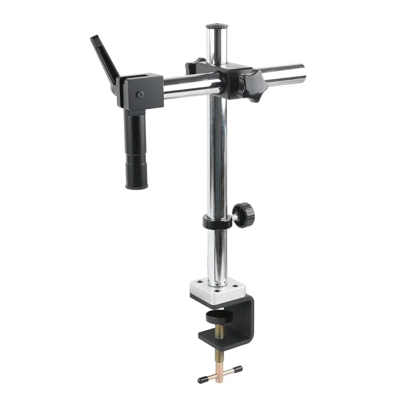 Adjustable Rotatable Desktop Clamp Industrial Video Stereo Microscope Camera Stand Holder Bracket Arm + 50mm 76mm Focusing Ring