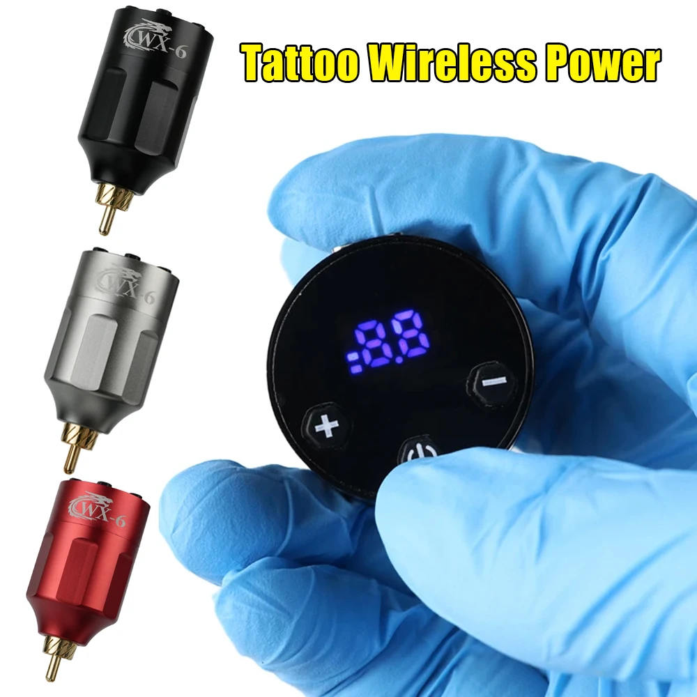 Mini Wireless Tattoo Power Bank Portable 1300mAh Rechargeable RCA/DC Tattoo Pen Adapter Motor Machine with On/off Control 1 Pcs