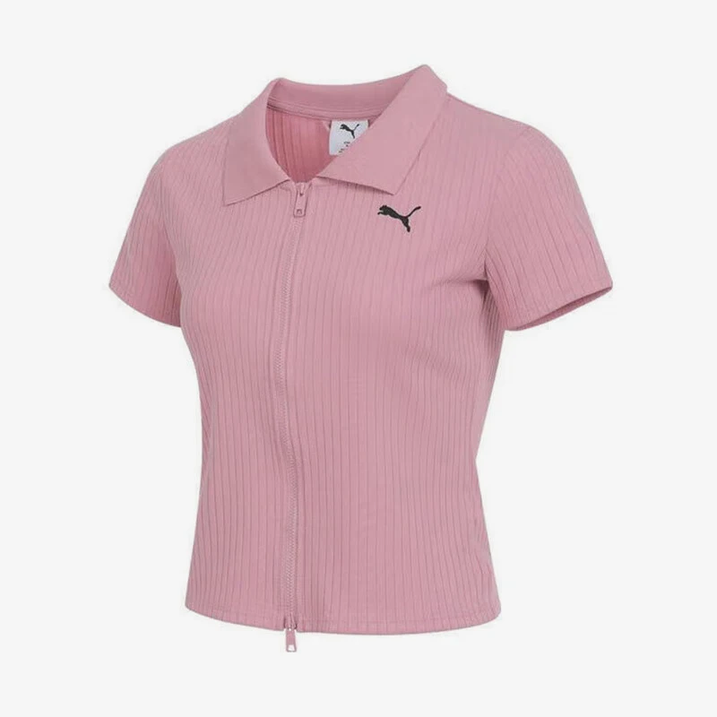 

Оригинальная женская трикотажная рубашка-поло Puma 2025 с коротким воротником и молнией, артикул 634779-65