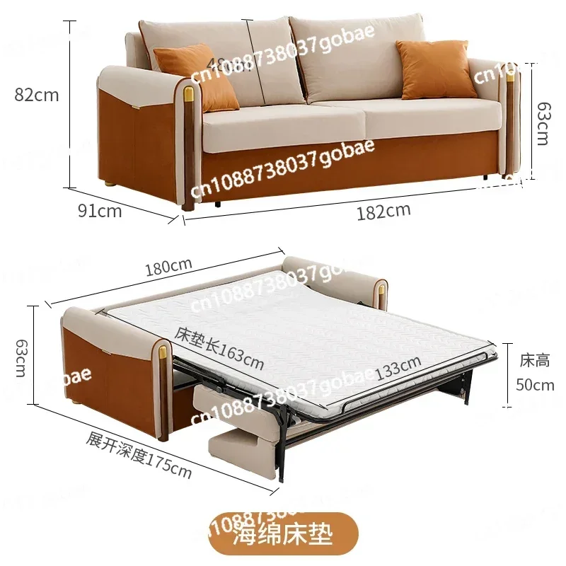 ZF sofa bed folding dual-purpose multi-functional sitting and sleeping office study sofa bed