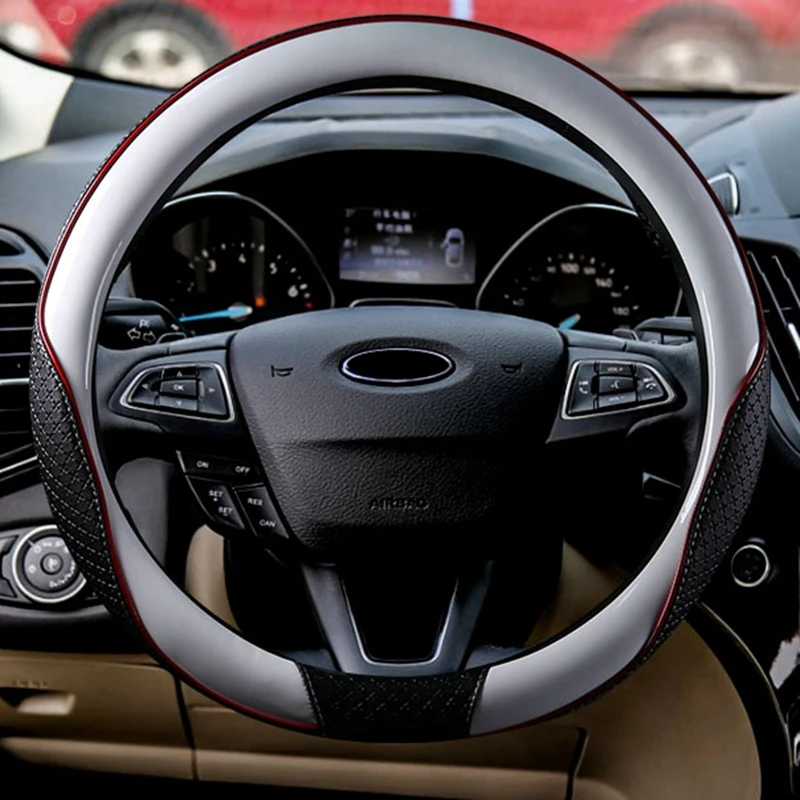 New Leather Steering Wheel Cover Protector Universal 35 36 37 38 39 40cm For BMW Audi Ford VW Golf 6 Honda Civic Toyota Mazda
