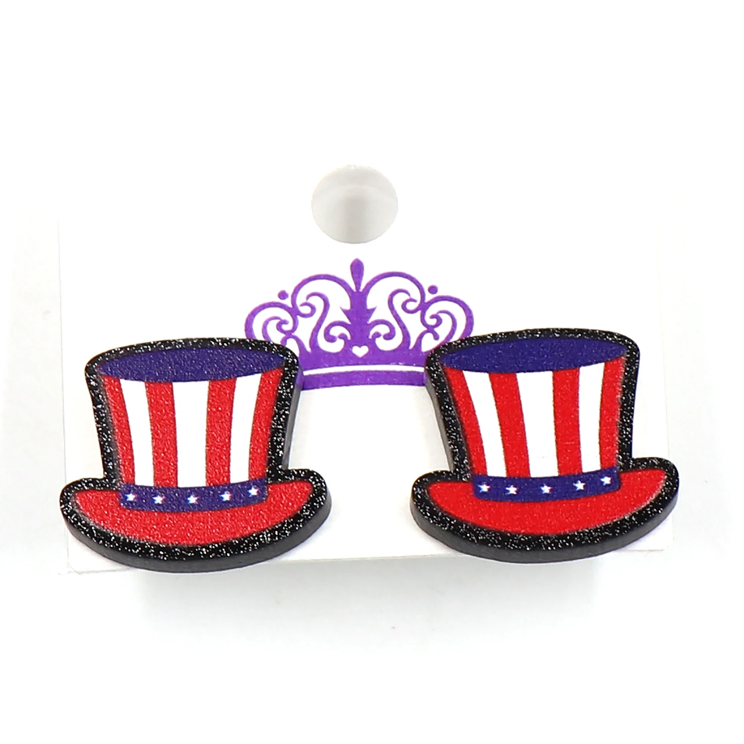 1Pair New product CN Stud earring hat 4th of July Independence Day TRENDY Acrylic stainless steel Jewelry For women