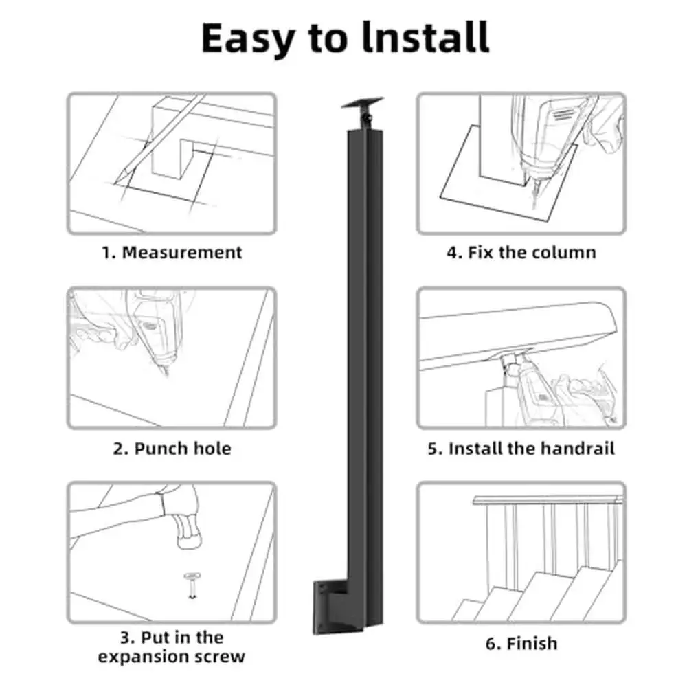 Mandrini per ringhiera in metallo regolabili con base di staffa e kit di viti Per pali per balaustre per scale Decorazioni per interni ed esterni Ferro antiruggine