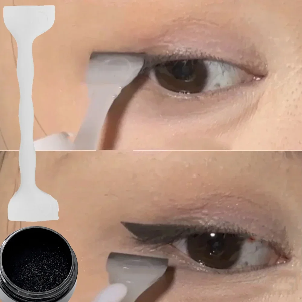 Wasserdichter, einfacher Eyeliner-Stempel, langlebige, doppelseitige Wimpernvorlage mit Tintenpaste, schwarzer Eyeliner-Stempel für Anfänger