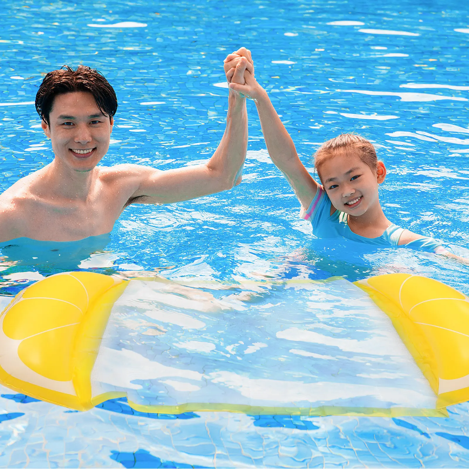 Faltbare aufblasbare Pool-Liege mit feinem Netzdesign für Erwachsene zum Schwimmen, Entspannen und als Party-Dekoration, strapazierfähig