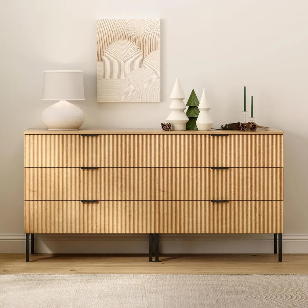 

Pair of 3-Drawer Dressers, Ornamental Chests, Large Nightstands with Metal Legs, Wooden Side Tables, and Closet Storage Dressers